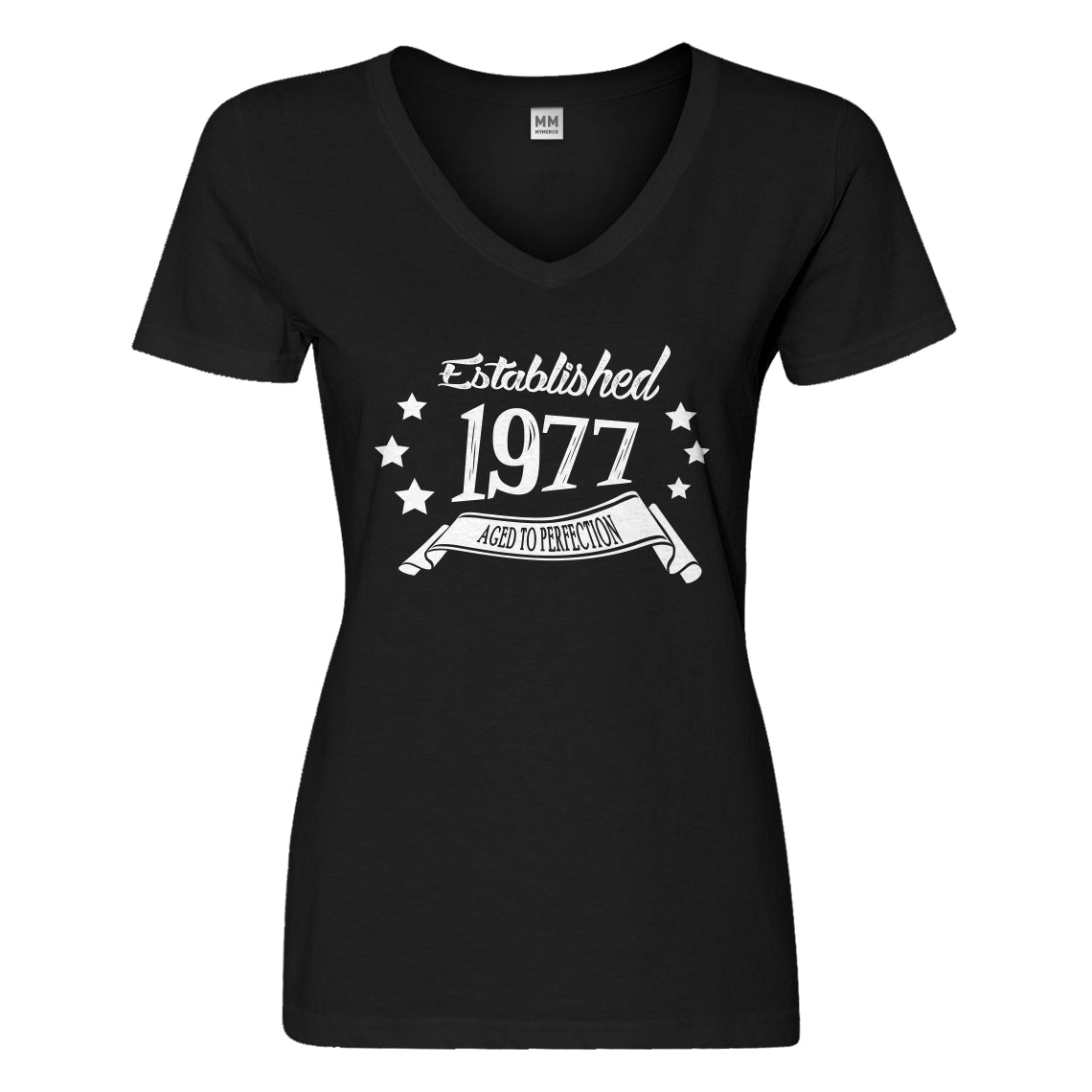 Womens Established 1977 Vneck T-shirt