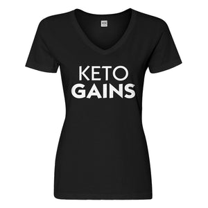 Womens Keto Gains Vneck T-shirt