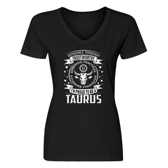 Womens Taurus Astrology Zodiac Sign Vneck T-shirt