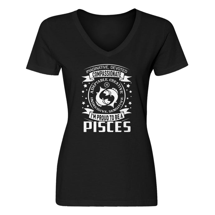 Womens Pisces Astrology Zodiac Sign Vneck T-shirt