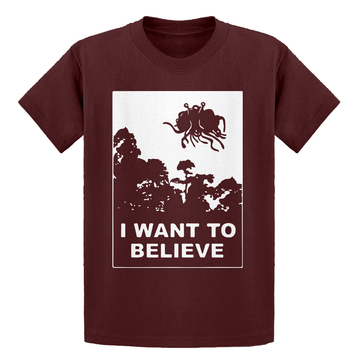 Youth I Want to Believe Flying Spaghetti Monster Kids T shirt Indica Plateau