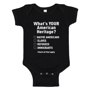 Baby Onesie What's Your Heritage? 100% Cotton Infant Bodysuit