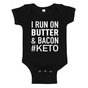 Baby Onesie I Run on Butter and Bacon 100% Cotton Infant Bodysuit
