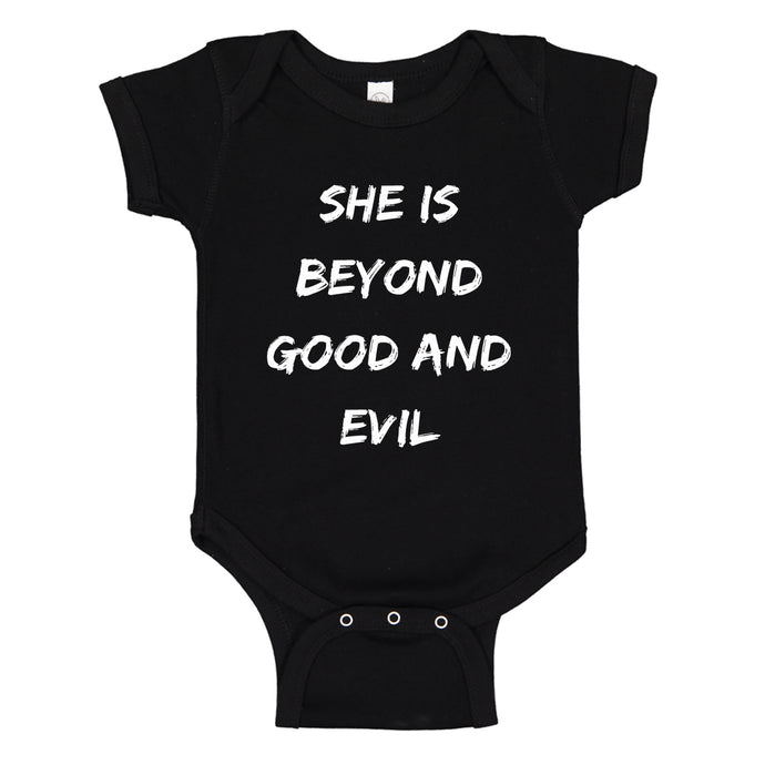 Baby Onesie She is Beyond Good and Evil 100% Cotton Infant Bodysuit