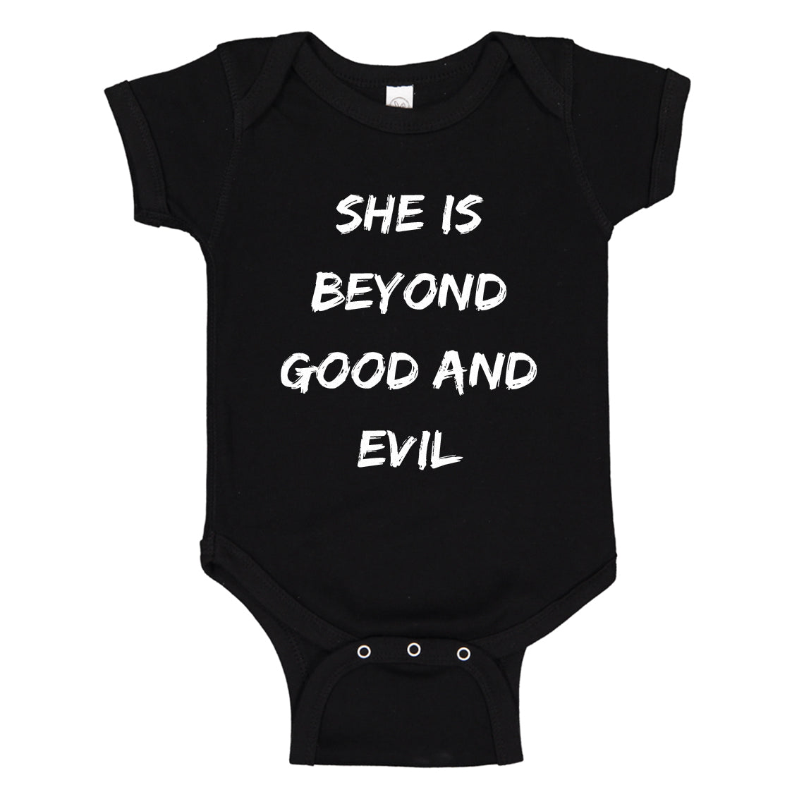 Baby Onesie She is Beyond Good and Evil 100% Cotton Infant Bodysuit