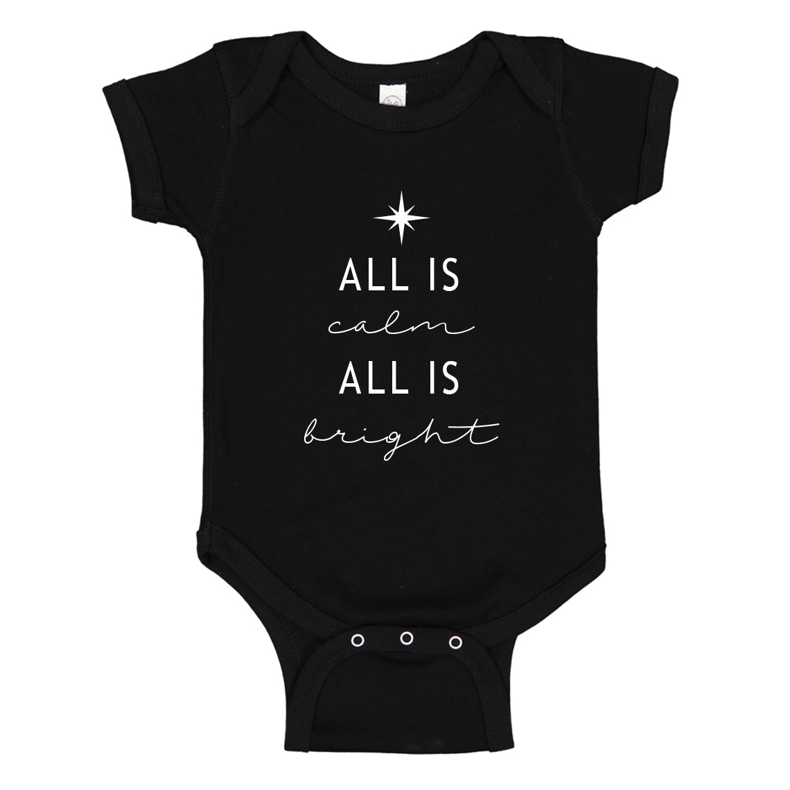 Baby Onesie All is Calm All is Bright 100% Cotton Infant Bodysuit
