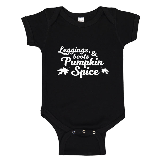 Baby Onesie Leggings, Boots, and Pumpkin Spice 100% Cotton Infant Bodysuit
