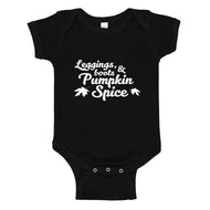 Baby Onesie Leggings, Boots, and Pumpkin Spice 100% Cotton Infant Bodysuit