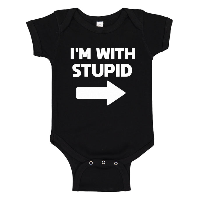 Baby Onesie I'm With Stupid Right 100% Cotton Infant Bodysuit