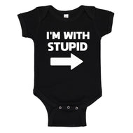 Baby Onesie I'm With Stupid Right 100% Cotton Infant Bodysuit