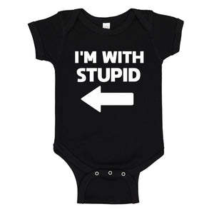 Baby Onesie I'm With Stupid Left 100% Cotton Infant Bodysuit