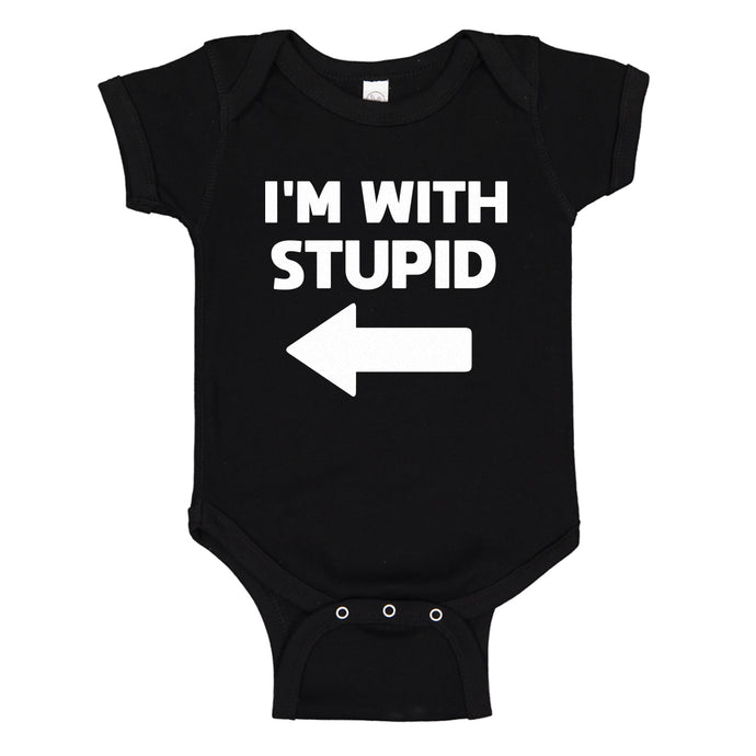 Baby Onesie I'm With Stupid Left 100% Cotton Infant Bodysuit
