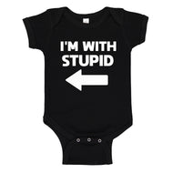Baby Onesie I'm With Stupid Left 100% Cotton Infant Bodysuit