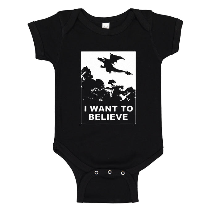 Baby Onesie I Want to Believe Fire Dragon 100% Cotton Infant Bodysuit
