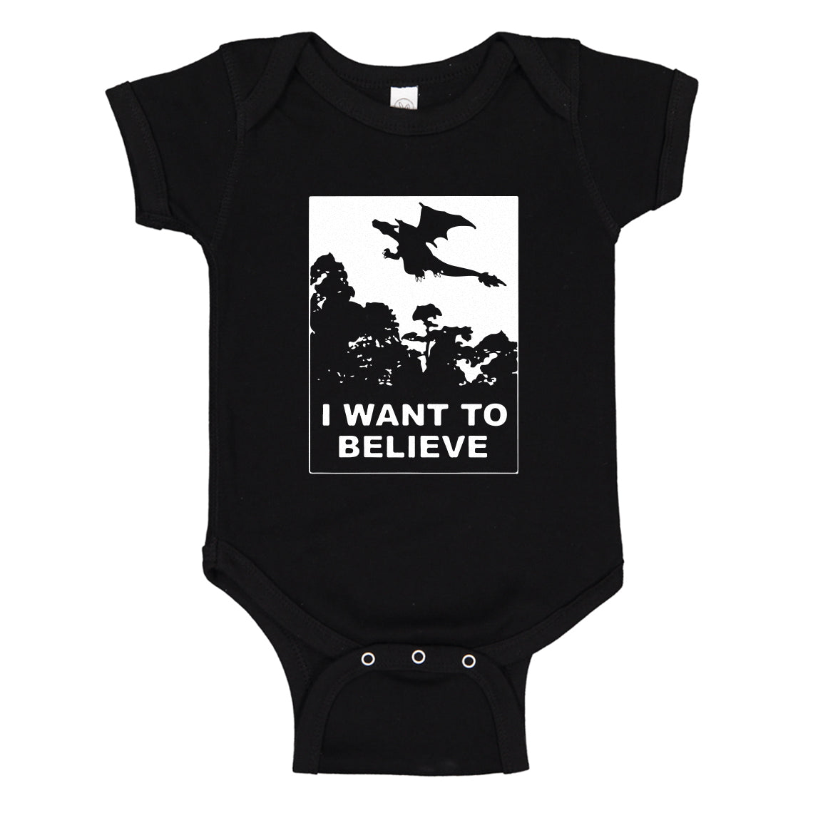 Baby Onesie I Want to Believe Fire Dragon 100% Cotton Infant Bodysuit