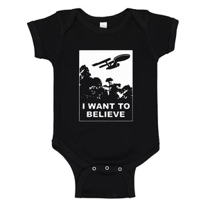 Baby Onesie I Want to Believe Space Ship 100% Cotton Infant Bodysuit