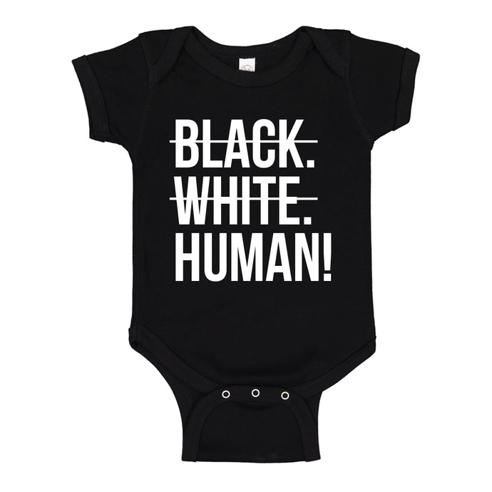 Baby Onesie Black. White. Human! 100% Cotton Infant Bodysuit
