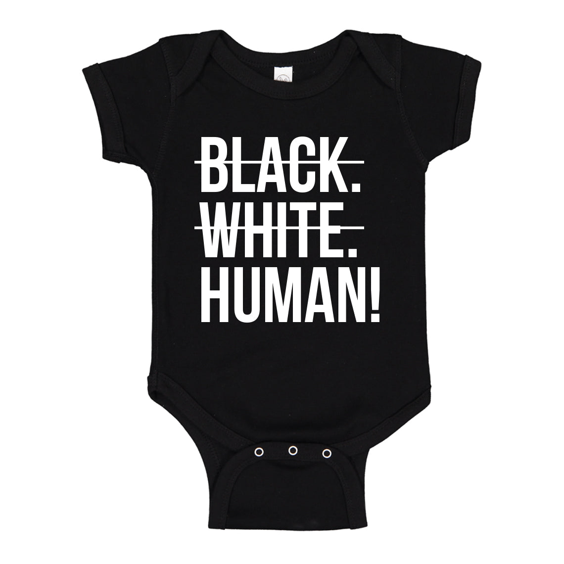 Baby Onesie Black. White. Human! 100% Cotton Infant Bodysuit
