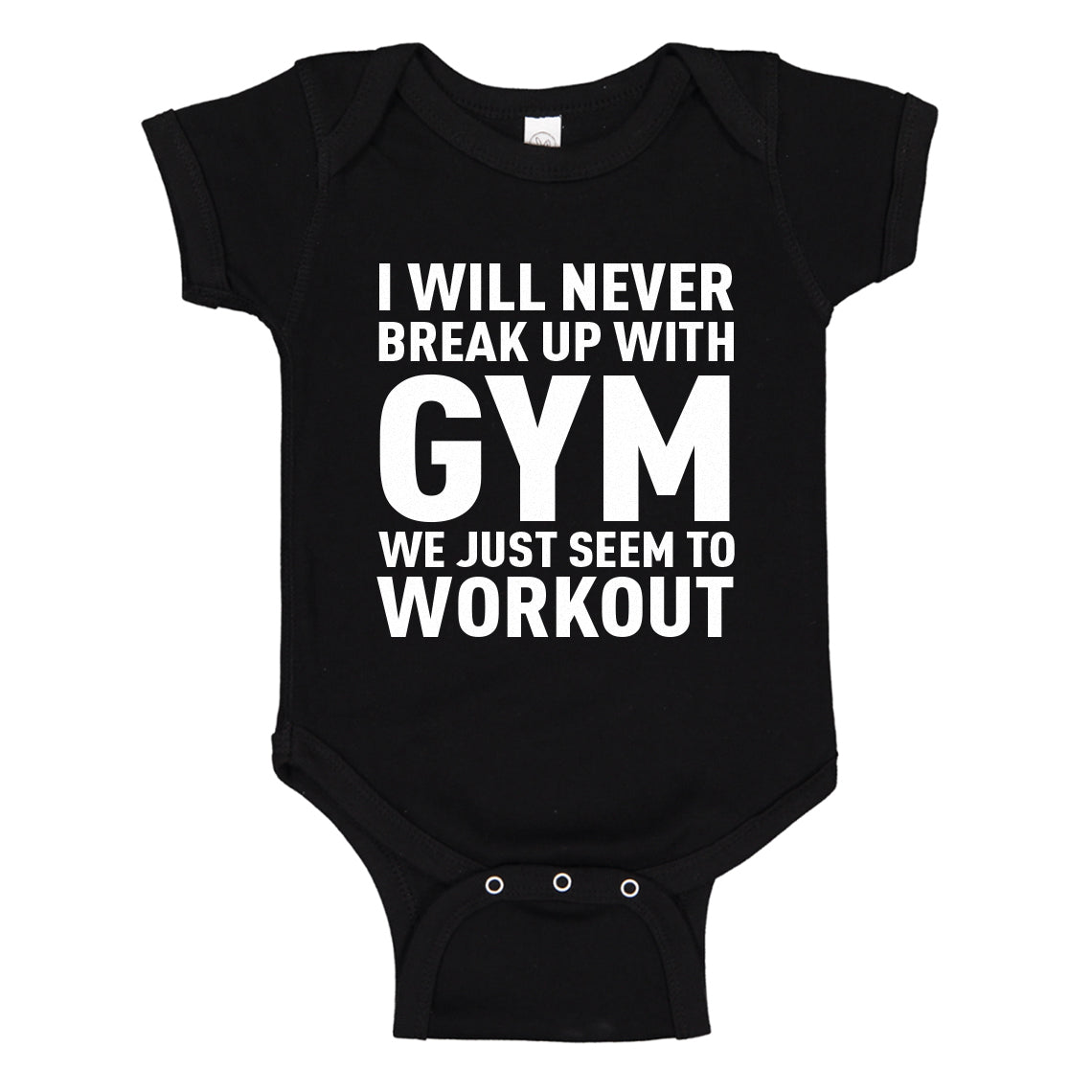 Baby Onesie Never Break Up With Gym 100% Cotton Infant Bodysuit