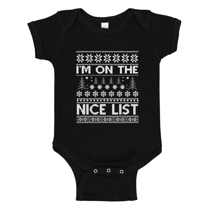 Baby Onesie Im on the Nice List 100% Cotton Infant Bodysuit