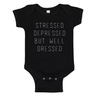 Baby Onesie Stressed Depressed 100% Cotton Infant Bodysuit