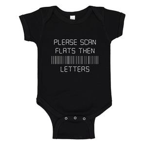 Baby Onesie Please Scan Flats Then Letters 100% Cotton Infant Bodysuit