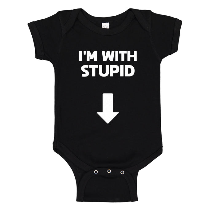 Baby Onesie I'm with Stupid Down 100% Cotton Infant Bodysuit