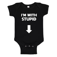 Baby Onesie I'm with Stupid Down 100% Cotton Infant Bodysuit