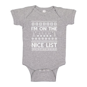 Baby Onesie Im on the Nice List 100% Cotton Infant Bodysuit