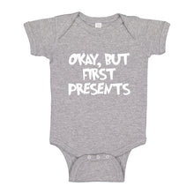 Baby Onesie Okay but first, presents. 100% Cotton Infant Bodysuit