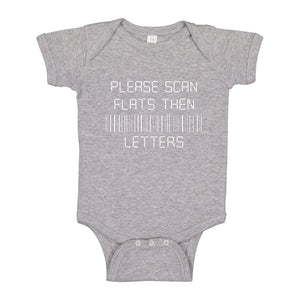 Baby Onesie Please Scan Flats Then Letters 100% Cotton Infant Bodysuit
