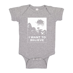 Baby Onesie I Want to Believe Flying Spaghetti Monster 100% Cotton Infant Bodysuit