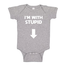 Baby Onesie I'm with Stupid Down 100% Cotton Infant Bodysuit