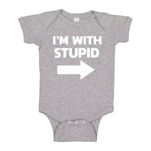 Baby Onesie I'm With Stupid Right 100% Cotton Infant Bodysuit