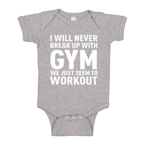 Baby Onesie Never Break Up With Gym 100% Cotton Infant Bodysuit