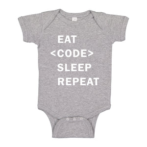 Baby Onesie Eat Code Sleep Repeat 100% Cotton Infant Bodysuit