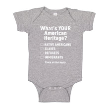 Baby Onesie What's Your Heritage? 100% Cotton Infant Bodysuit