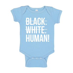 Baby Onesie Black. White. Human! 100% Cotton Infant Bodysuit