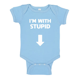 Baby Onesie I'm with Stupid Down 100% Cotton Infant Bodysuit