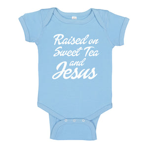 Baby Onesie Raised on Sweet Tea and Jesus 100% Cotton Infant Bodysuit