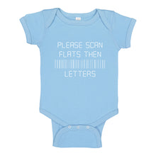 Baby Onesie Please Scan Flats Then Letters 100% Cotton Infant Bodysuit