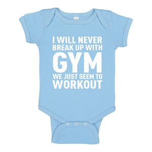 Baby Onesie Never Break Up With Gym 100% Cotton Infant Bodysuit