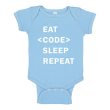 Baby Onesie Eat Code Sleep Repeat 100% Cotton Infant Bodysuit