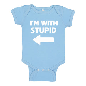 Baby Onesie I'm With Stupid Left 100% Cotton Infant Bodysuit