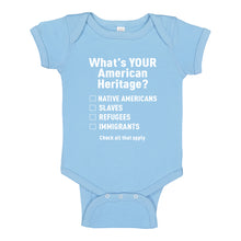 Baby Onesie What's Your Heritage? 100% Cotton Infant Bodysuit