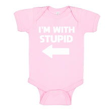 Baby Onesie I'm With Stupid Left 100% Cotton Infant Bodysuit