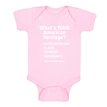 Baby Onesie What's Your Heritage? 100% Cotton Infant Bodysuit