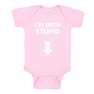Baby Onesie I'm with Stupid Down 100% Cotton Infant Bodysuit