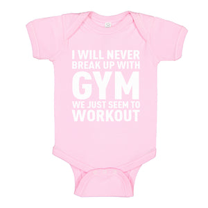 Baby Onesie Never Break Up With Gym 100% Cotton Infant Bodysuit