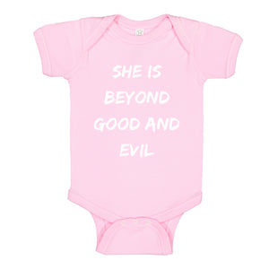 Baby Onesie She is Beyond Good and Evil 100% Cotton Infant Bodysuit